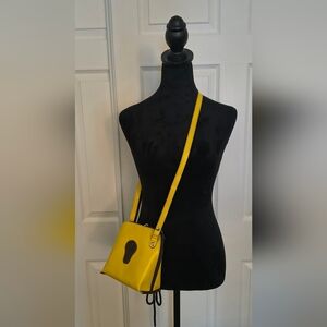 Venezia Italy Yellow Leather Shoulder Bag - Hand Decorated - Made in Italy